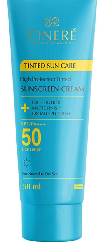 کرم ضد آفتاب سینره SPF50 رنگی بژ روشن حجم ۵۰ میلی لیتر